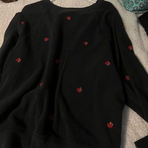 PINK brand - black crew neck with roses